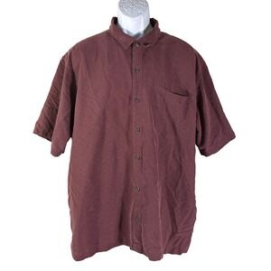 REI Button Front Shirt Mens XXL Burgundy Modal Blend Short Sleeve Casual
